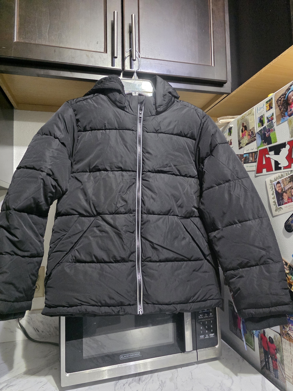 Members Mark Kids Black Puffer Jacket with Hood Boys 10/12